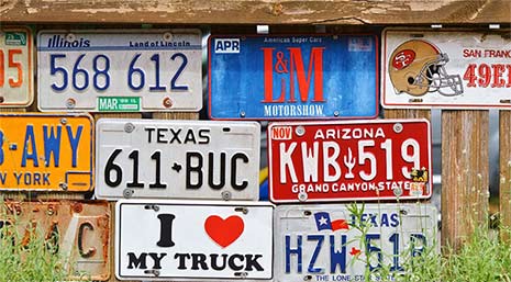 Number plates on wall